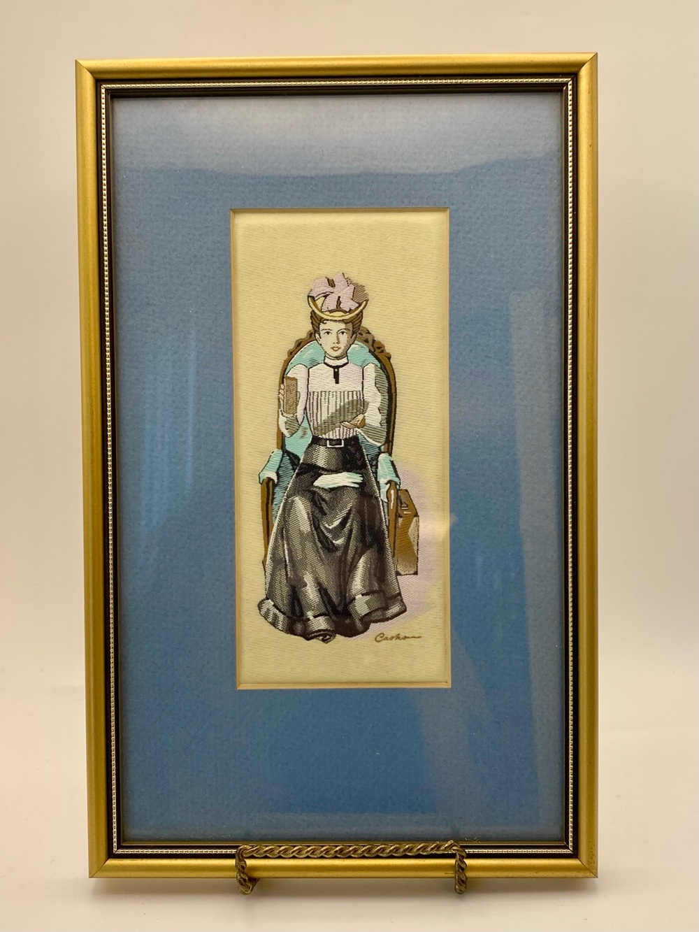 Vintage woven silk tapestry Mrs‎ Albee Avon